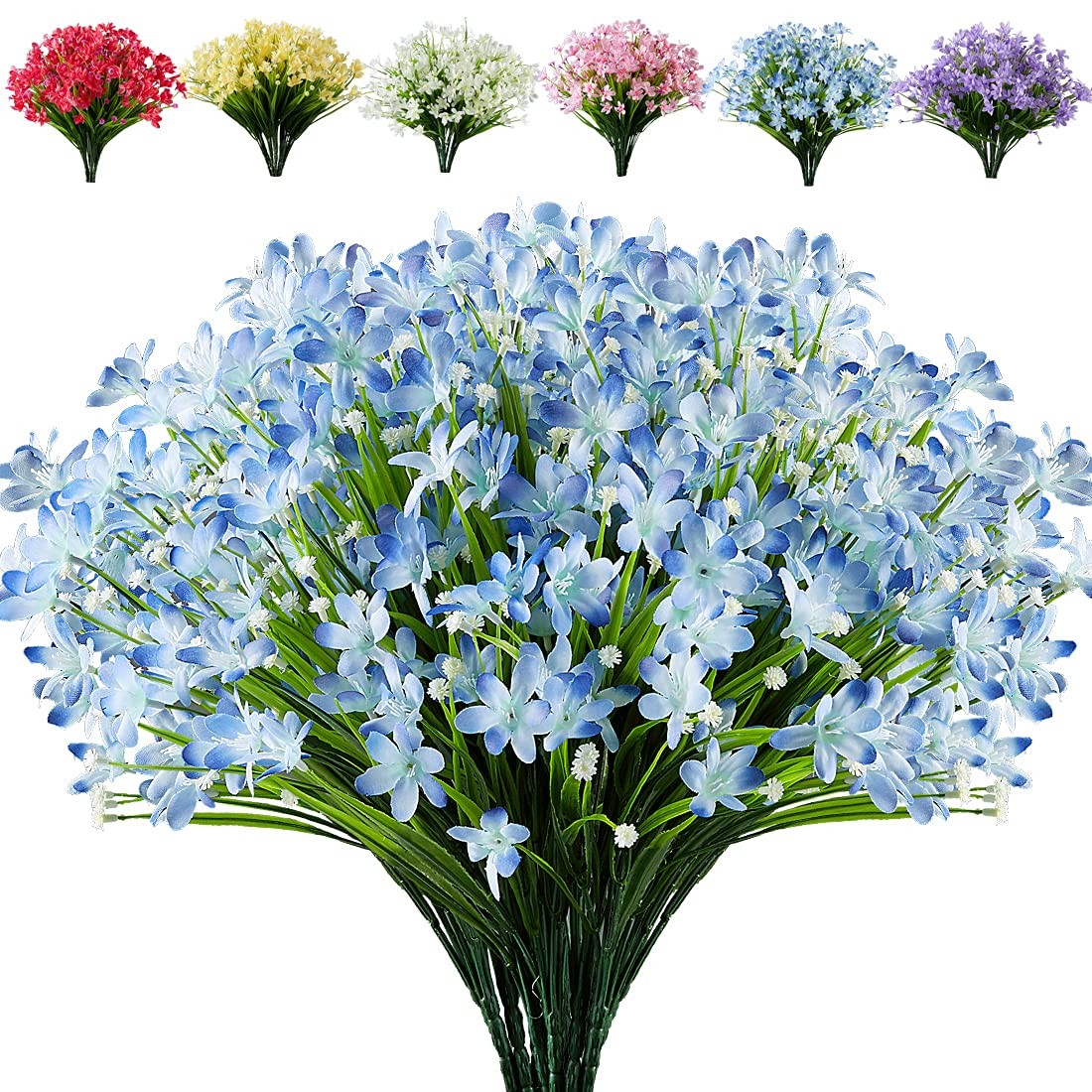 8 Bundles Artificial Flowers Fake Daffodils Flowers UV Resistant No Fade Faux…