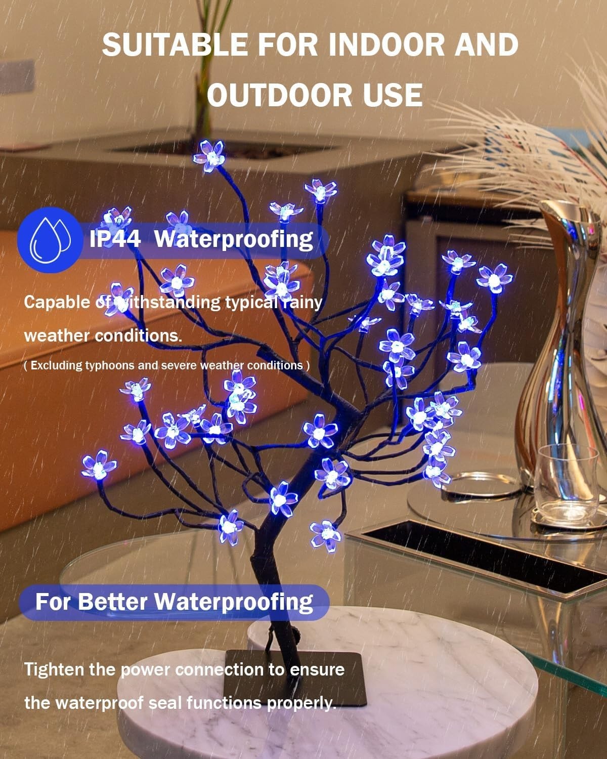 “Cherry Blossom Bonsai Tree Light 20IN Tree Lamp with24V UL-Listed Adapter and M