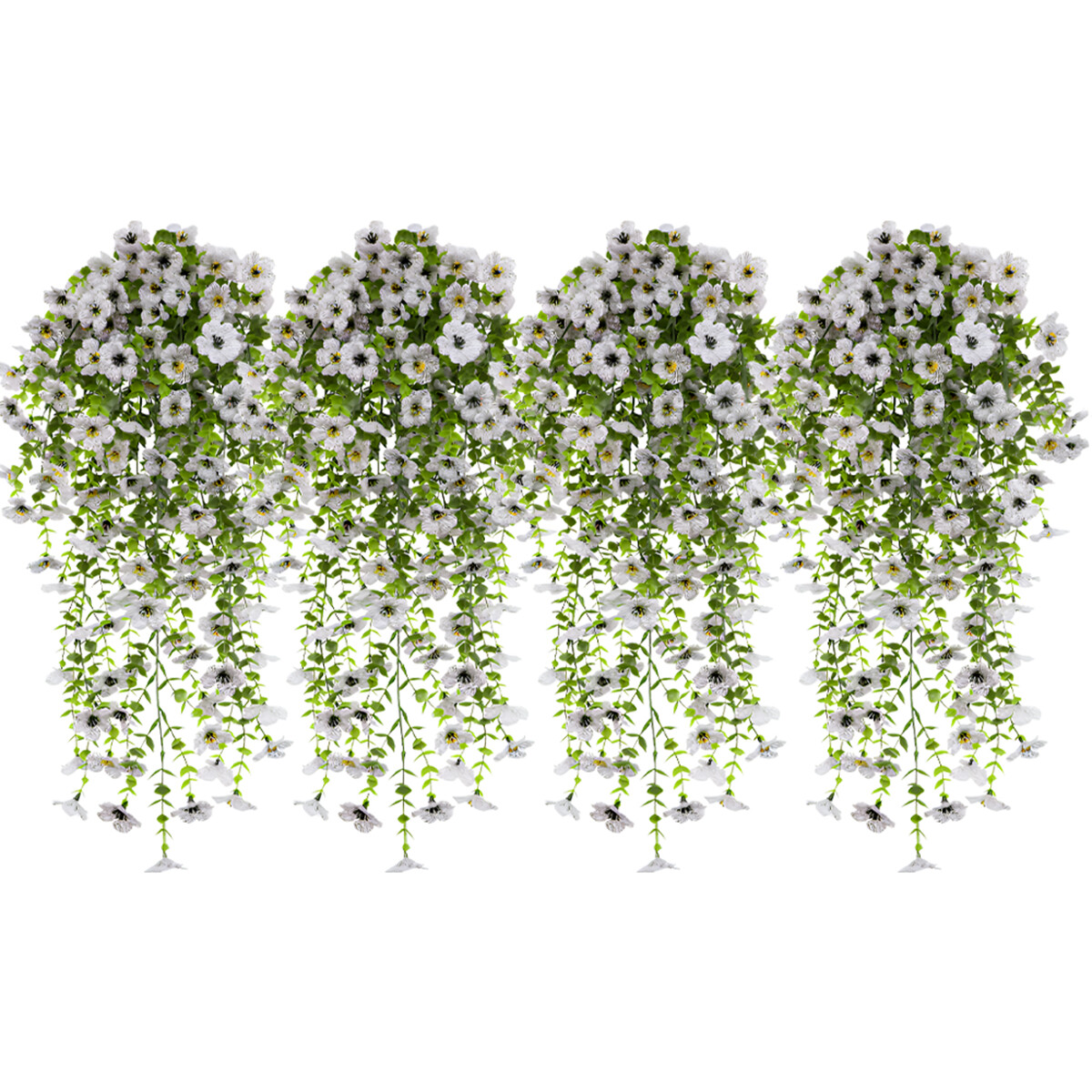 4PCS Artificial Flowers Vines UV Resistant Hanging Plant Flowers Outdoor Decor