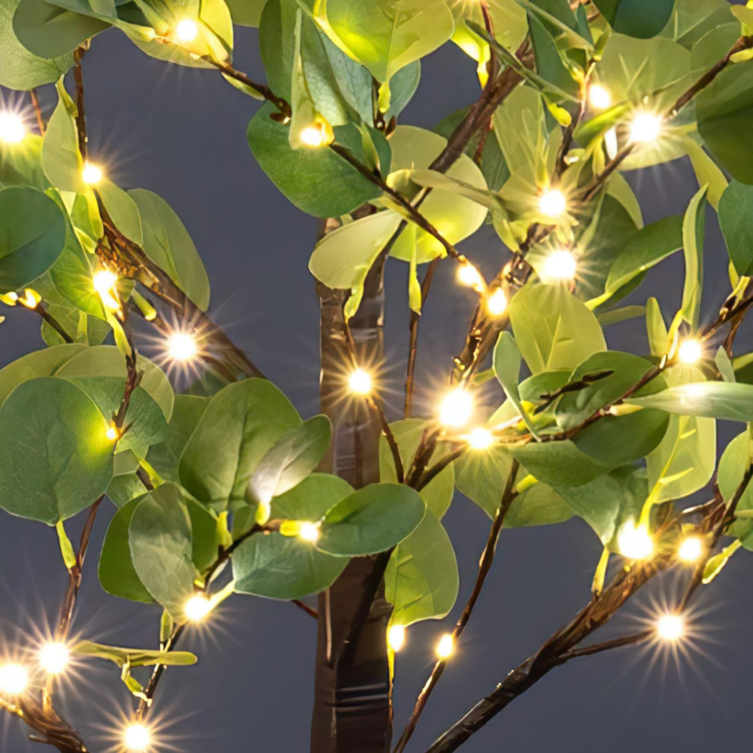 Lighted Eucalyptus Tree Warm White LED Artificial Greenery with Lights for Weddi