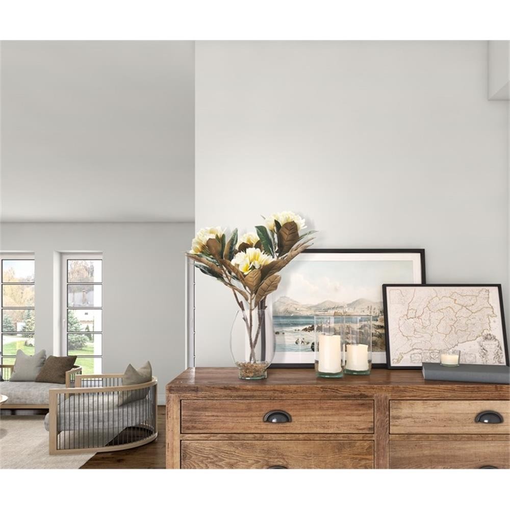 Pemberly Row Contemporary Cream Frangipani in Glass Vase with River Rock