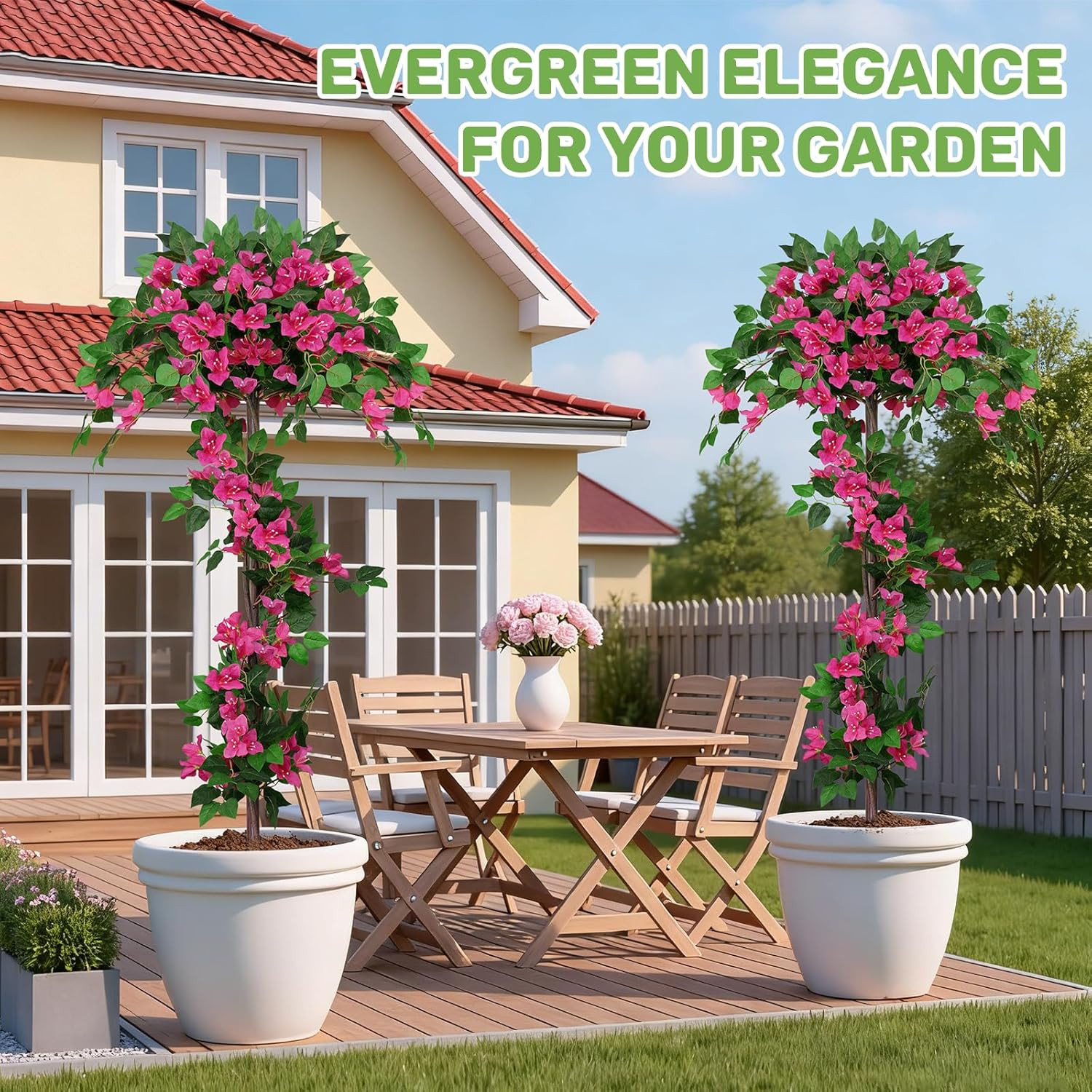 2Pack 5FT UV Resistant Artificial Bougainvillea Trees for Outdoor Decor