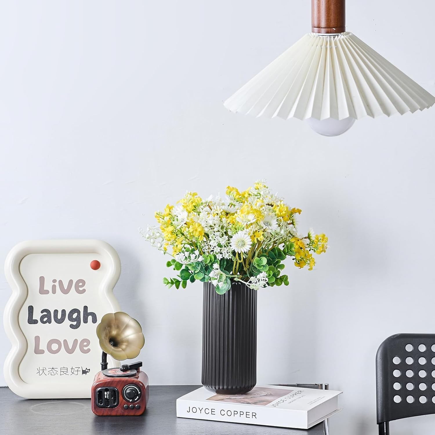 7 Pcs Wildflowers Artificial Flowers Daisies Yellow and White and Faux Wildflow