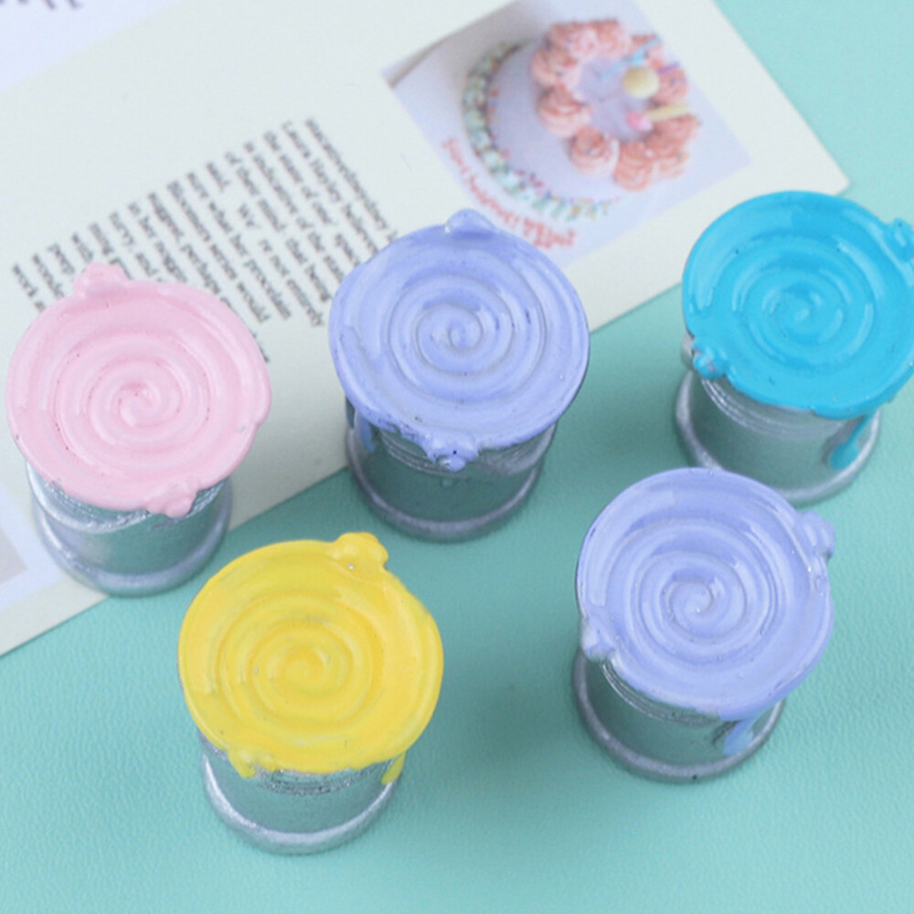 6 Pcs Dollhouse Tool Mini Paint Pot Models Miniature Can Modeling Crafts