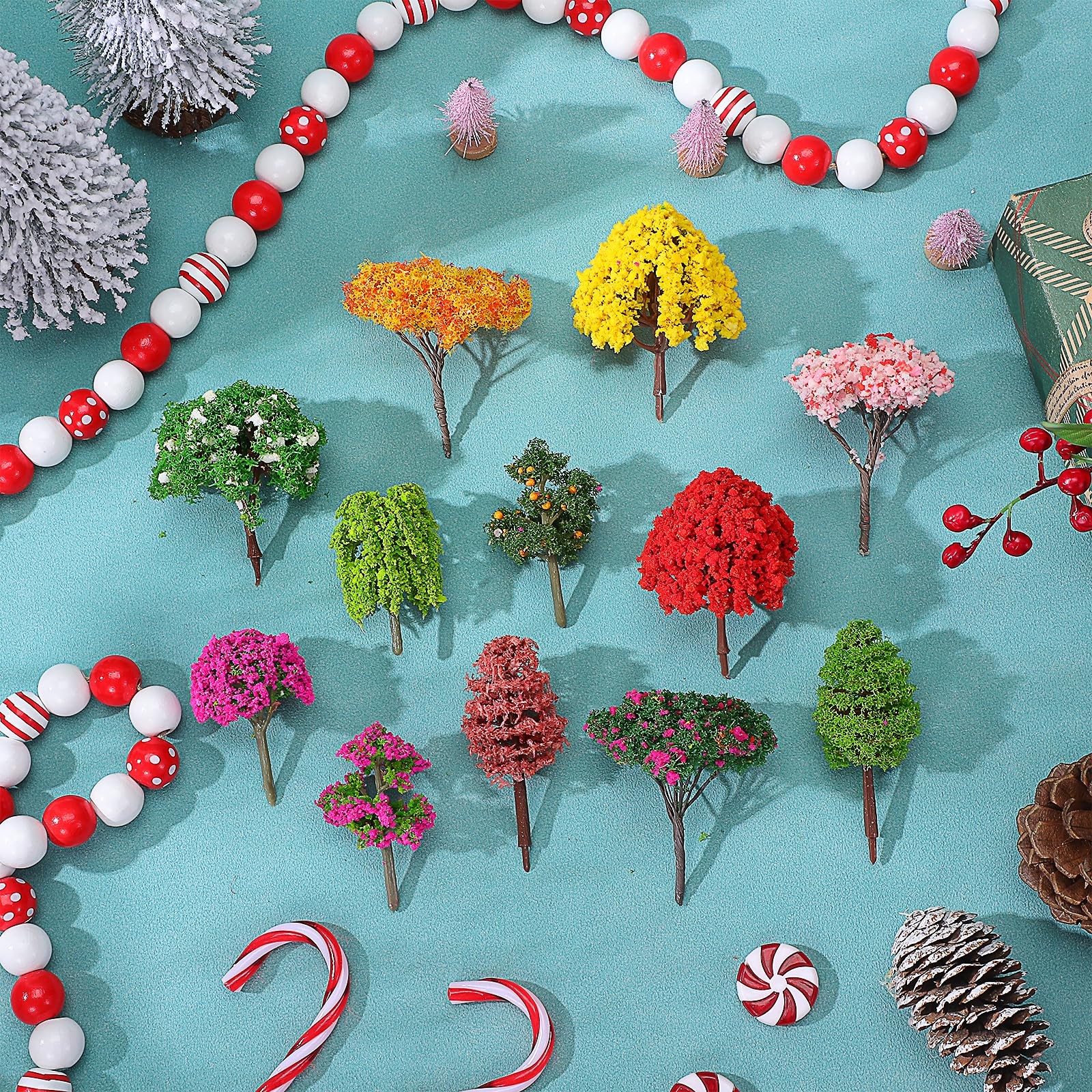 12 PCS Mini Trees Crafts 2.12.5 Inch Mixed Model Miniature Fairy Garden Train