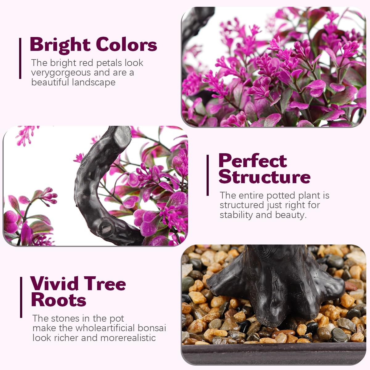 Artificial Bonsai Tree Fake Plants Lifelike Plastic Green Home Office Decor
