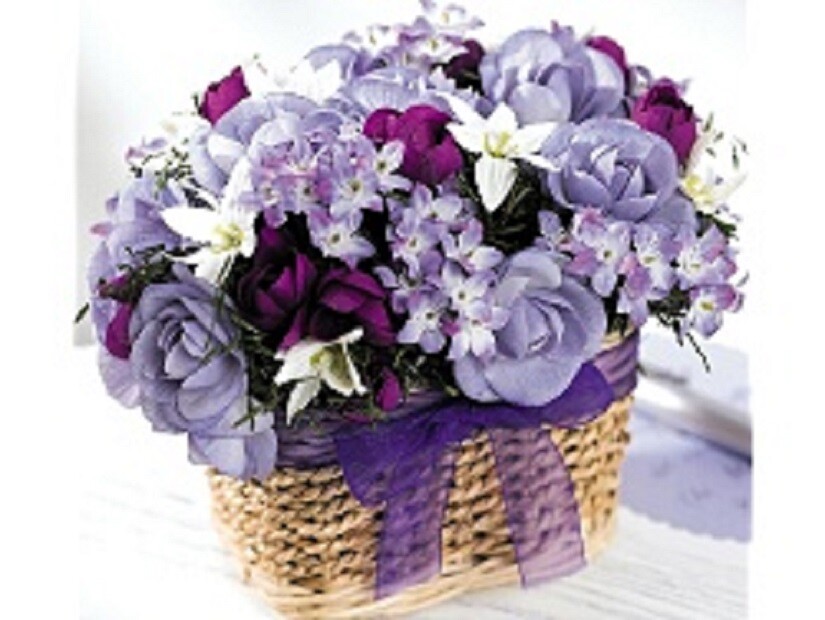 SILK LAVENDER FLORAL CENTERPIECE PILLAR CANDLE RING 10″ ARTIFICIAL #21