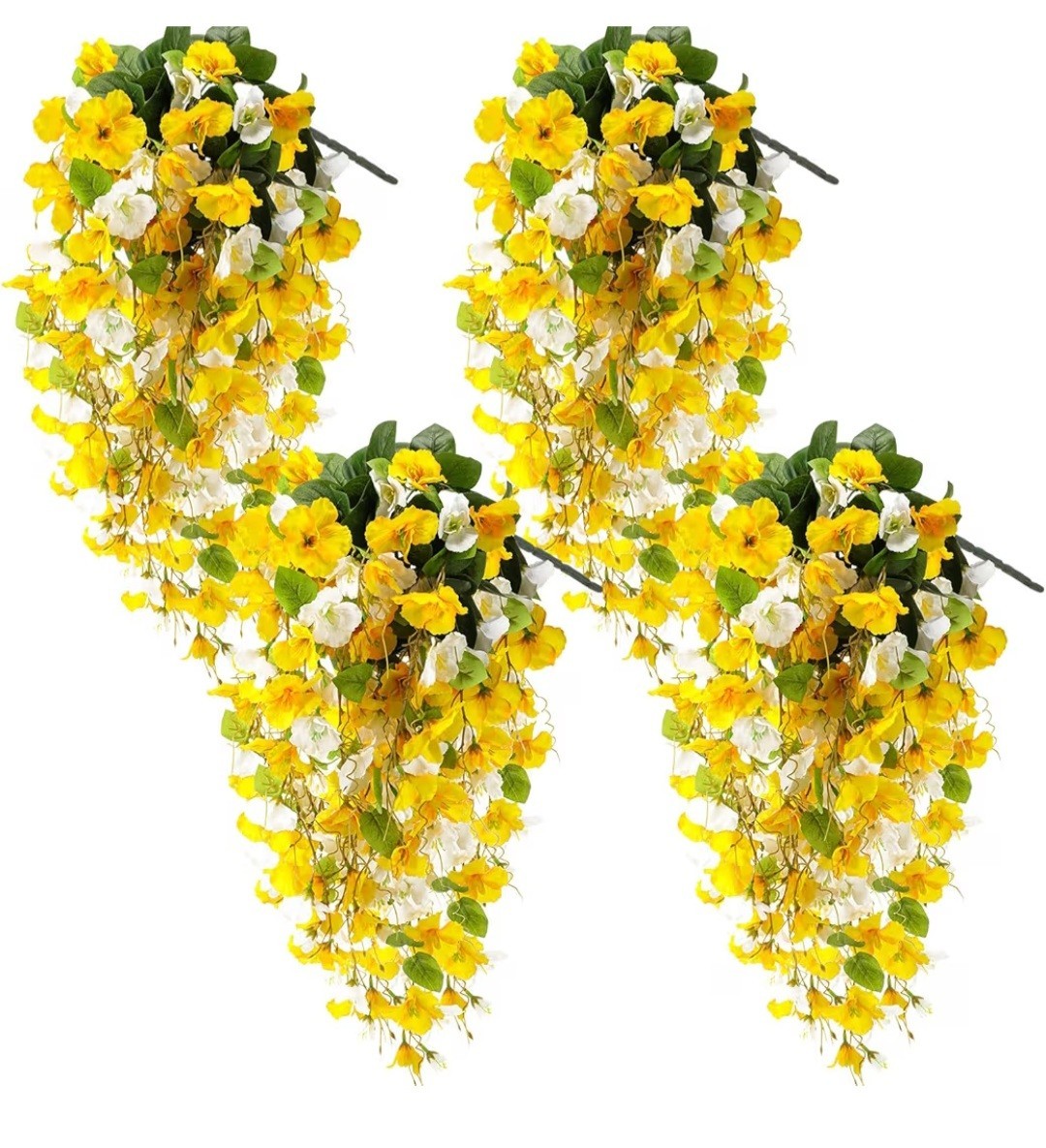 4 Pcs Artificial Hibiscus Flowers for Outdoors Spring Summer Decor Fake Hanging