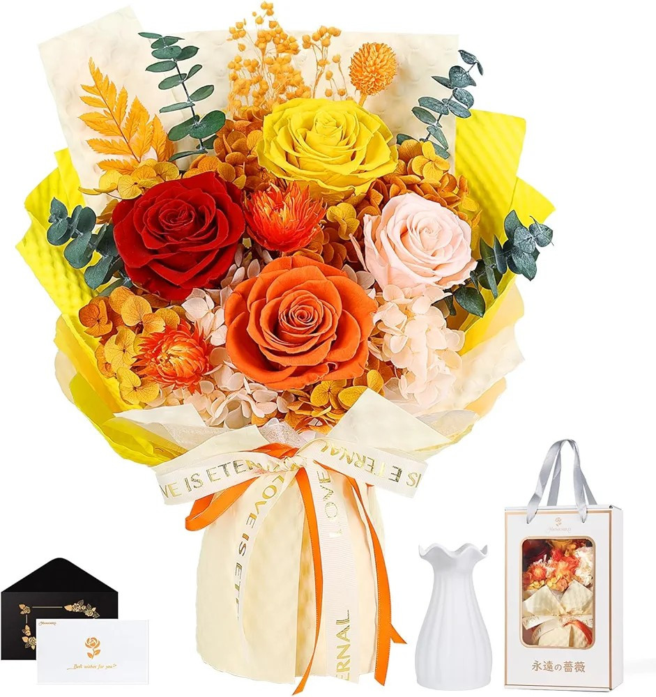 Preserved Roses, 2 Day Shipping, Valentine’s Gifts For Her, Orange