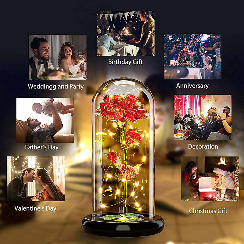 ON SALE!! Rose LED Light Glass Gifts for Wife Women Her Girlfriend Birthday Gift