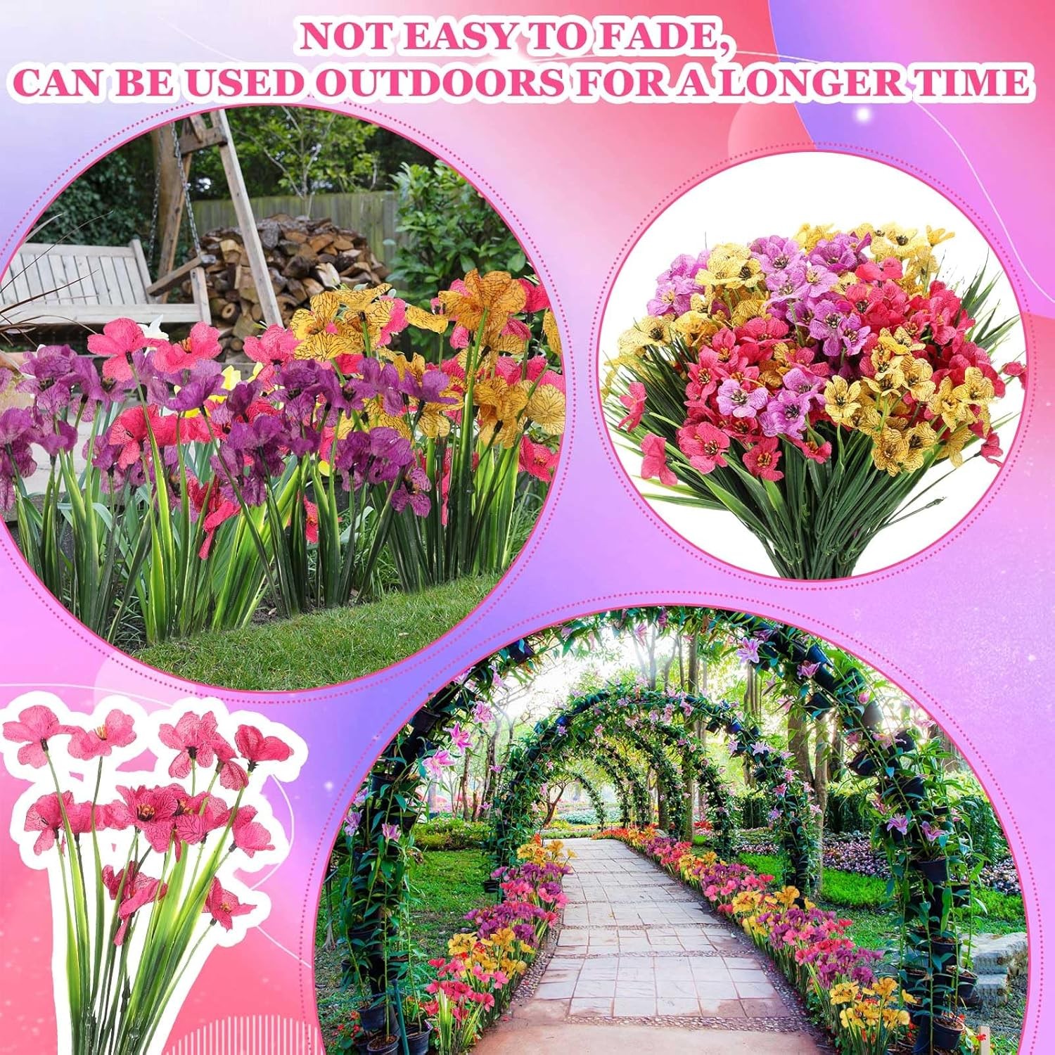 100 Bundles UV Resistant Artificial Violet Flowers Bulk