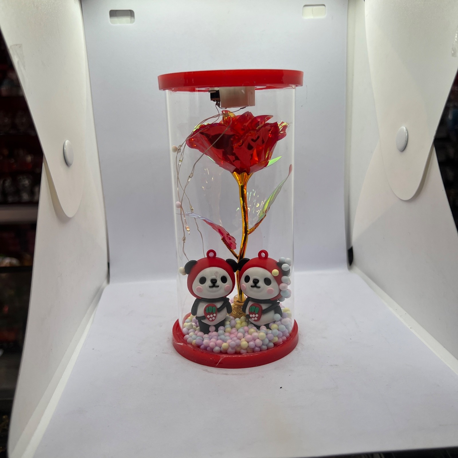 LOVE RED ROSE IN DOME LED LIGHT ROMANTIC GIFT FOR LOVED ONES BEST ONE