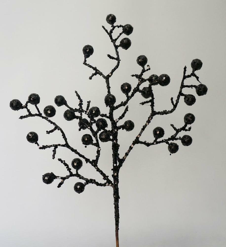 3 Factory Direct Craft Black Glittered Artificial Berry Sprays