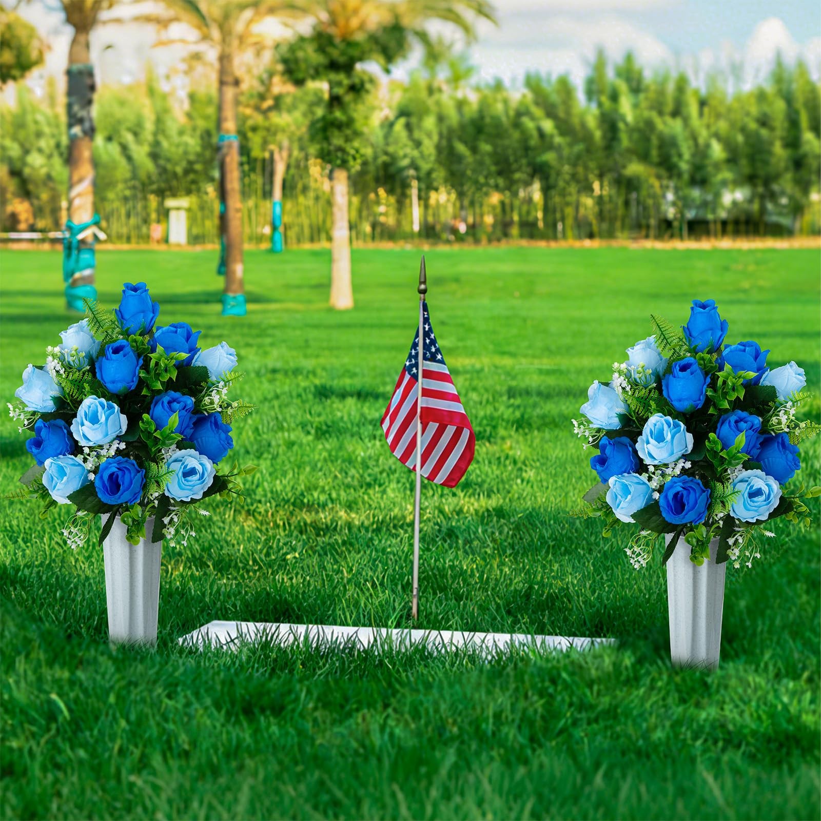 Artificial Cemetery Flowers for Grave Decorations, Artificial Memorial Roses …