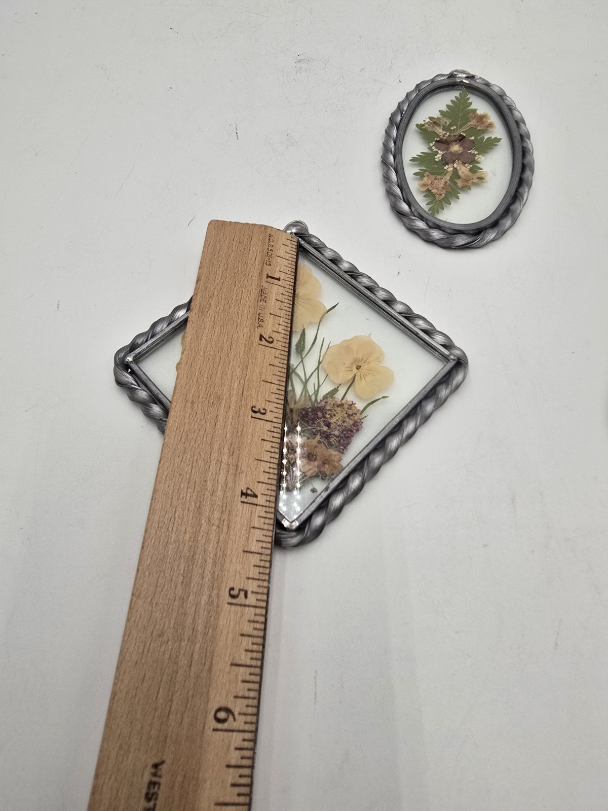 3 PC Dried Pressed Flower Hanging Sun Catchers Decor Cottage Farmhouse