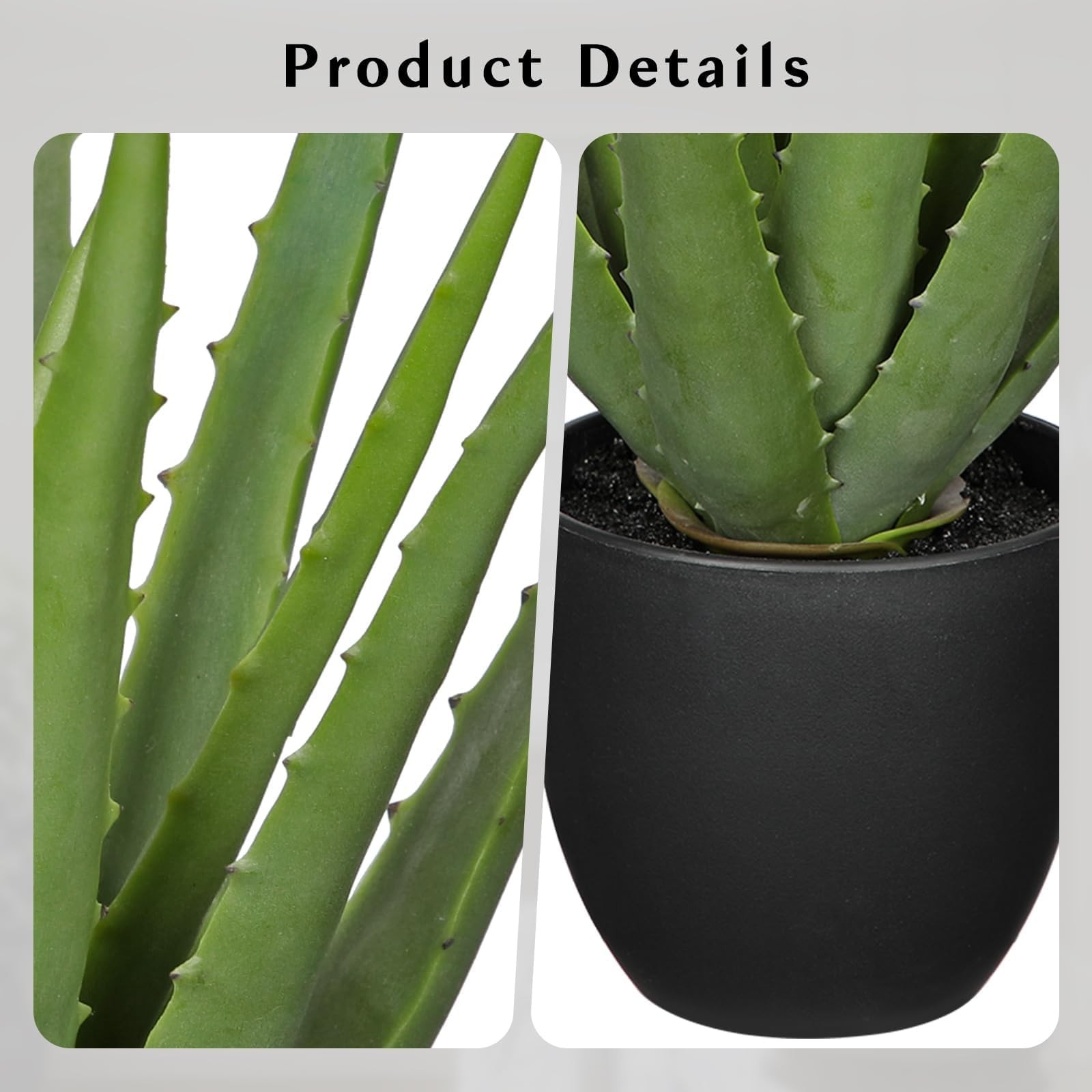 13 Inch Fake Succulent Aloe Vera Plants Large Artificial Black Pot Home Decor