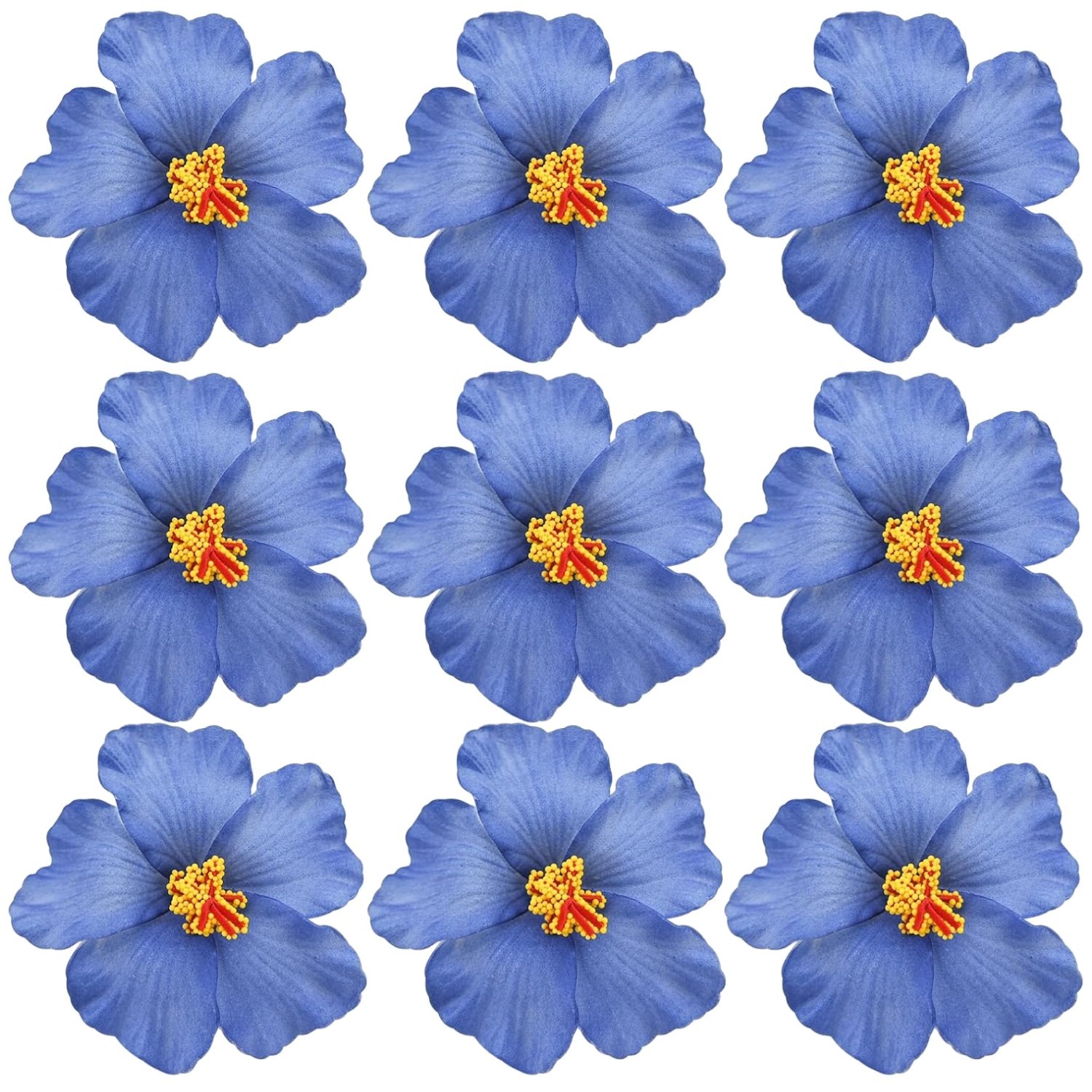 Hawaiian Luau Decor – 20 Blue Hibiscus Flowers