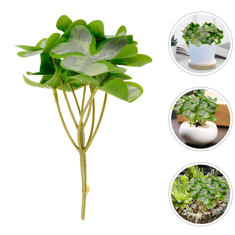 5 Pcs Artificial Shamrock Picks Lifelike Green Plant Stems Home Office Decor