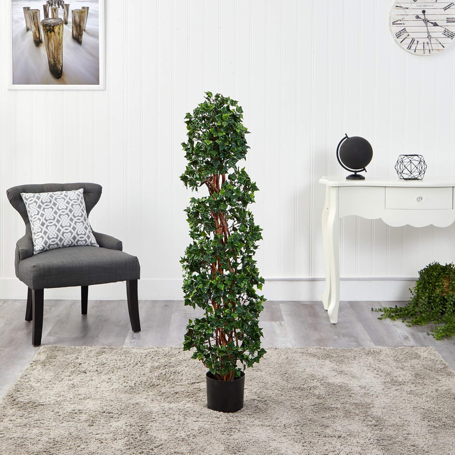 4.5Ft English Ivy Spiral Topiary Tree – UV Resistant for Indoor/Outdoor Use