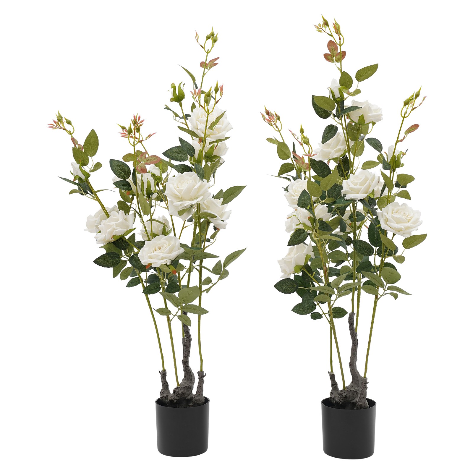 2 Pack Handmade Artificial White Rose Faux Floral Trees Artificial Flower Plant