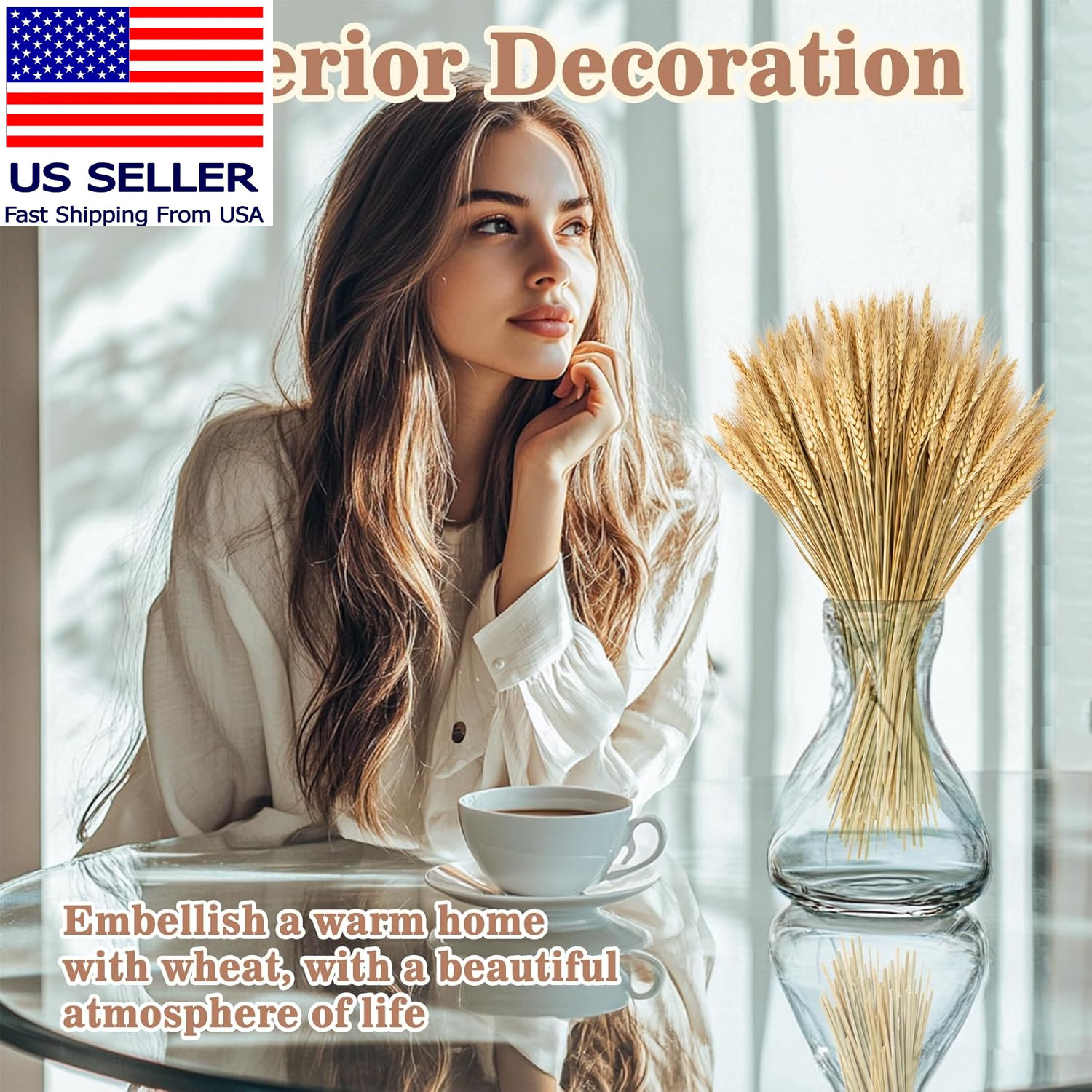 100 Stems Dried Wheat Stalks for Decor – Sheaves Grass Natural Bunch Flowers Hom