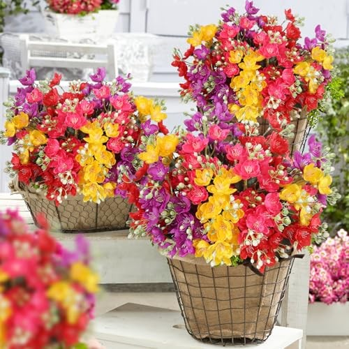 12 pcs Artificial Bouquet Fake Four Mixed(3 Purple, 3 Red, 3 Fuchsia, 3 Yellow)