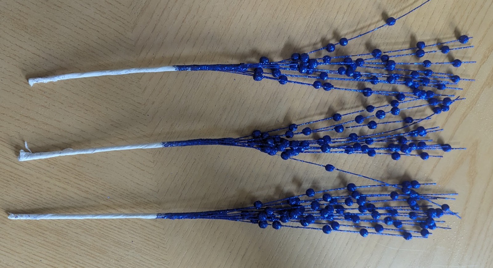 10 Pcs 17” Blue Berry Stems Glitter Picks for Tree Wreath ,Vase, Xmas DIY Decor