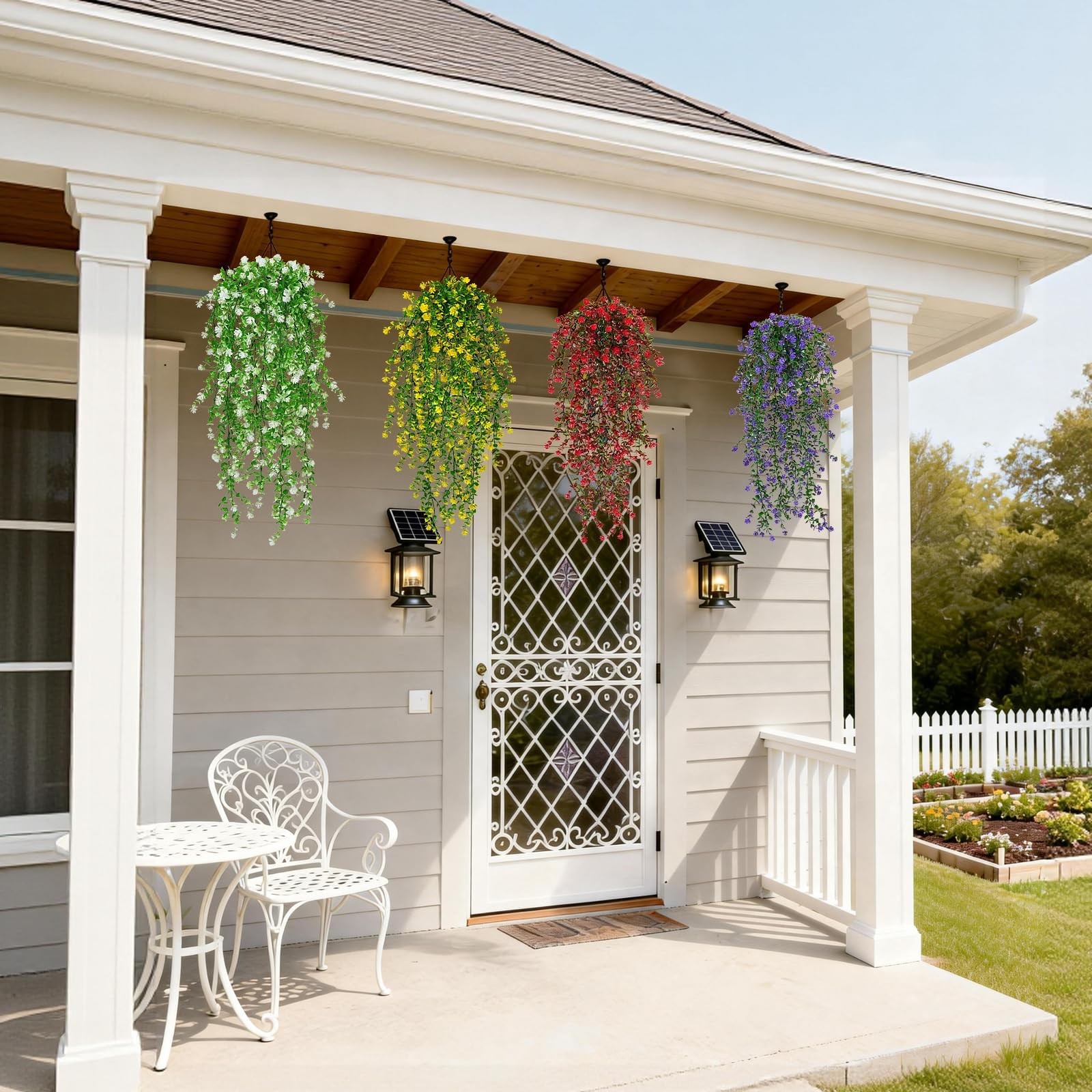 12 Pcs Artificial Hanging Flowers Fake Eucalyptus Leaf Trailing Vines Faux Fl…