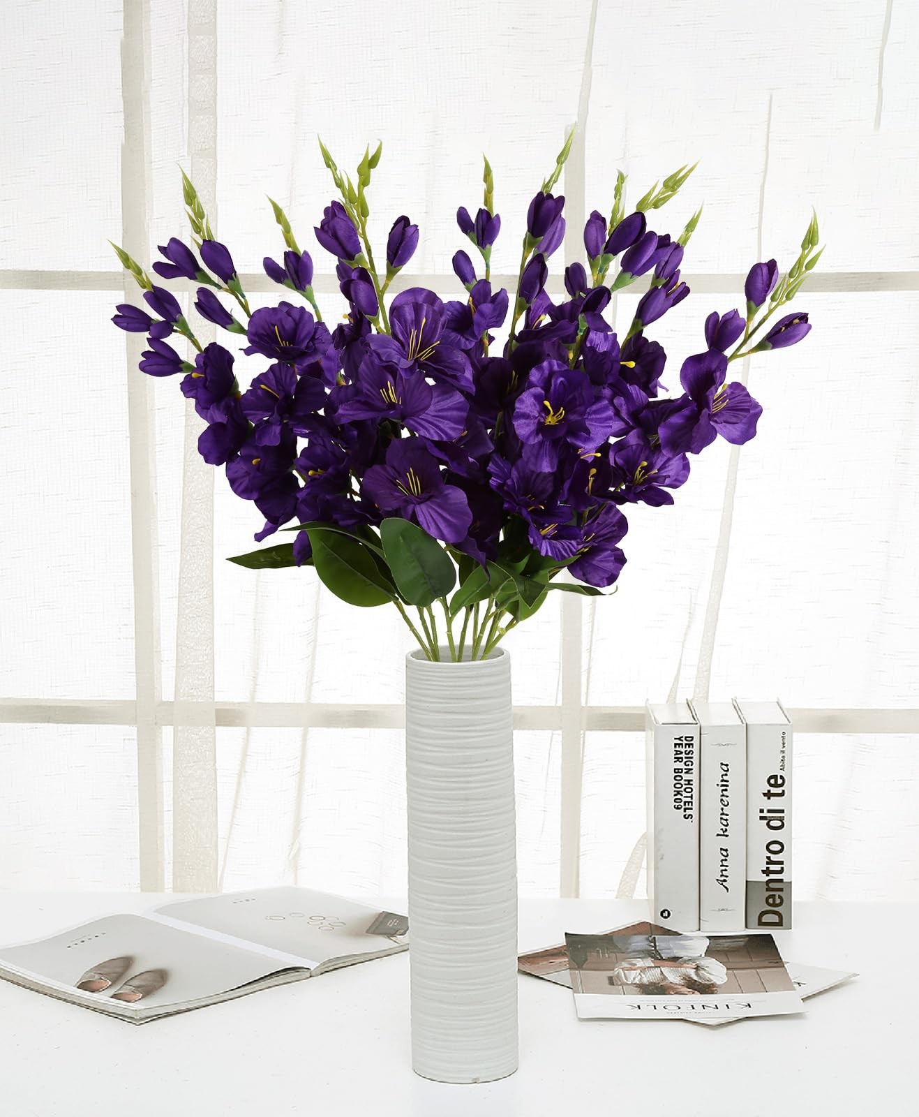 Purple Gladiolus Artificial Flowers 10 PCS Silk Flowers 30 in Fake Gladiolus …