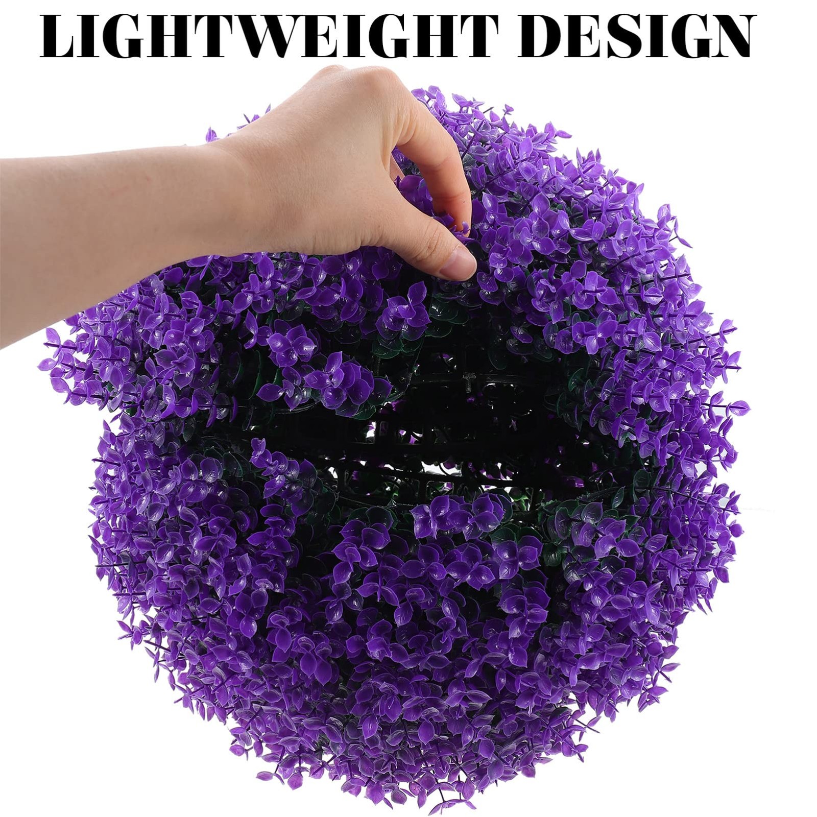 Artificial Topiary Ball, 13.77” Faux Purple Eucalyptus Plant Sphere, Uv Resi…