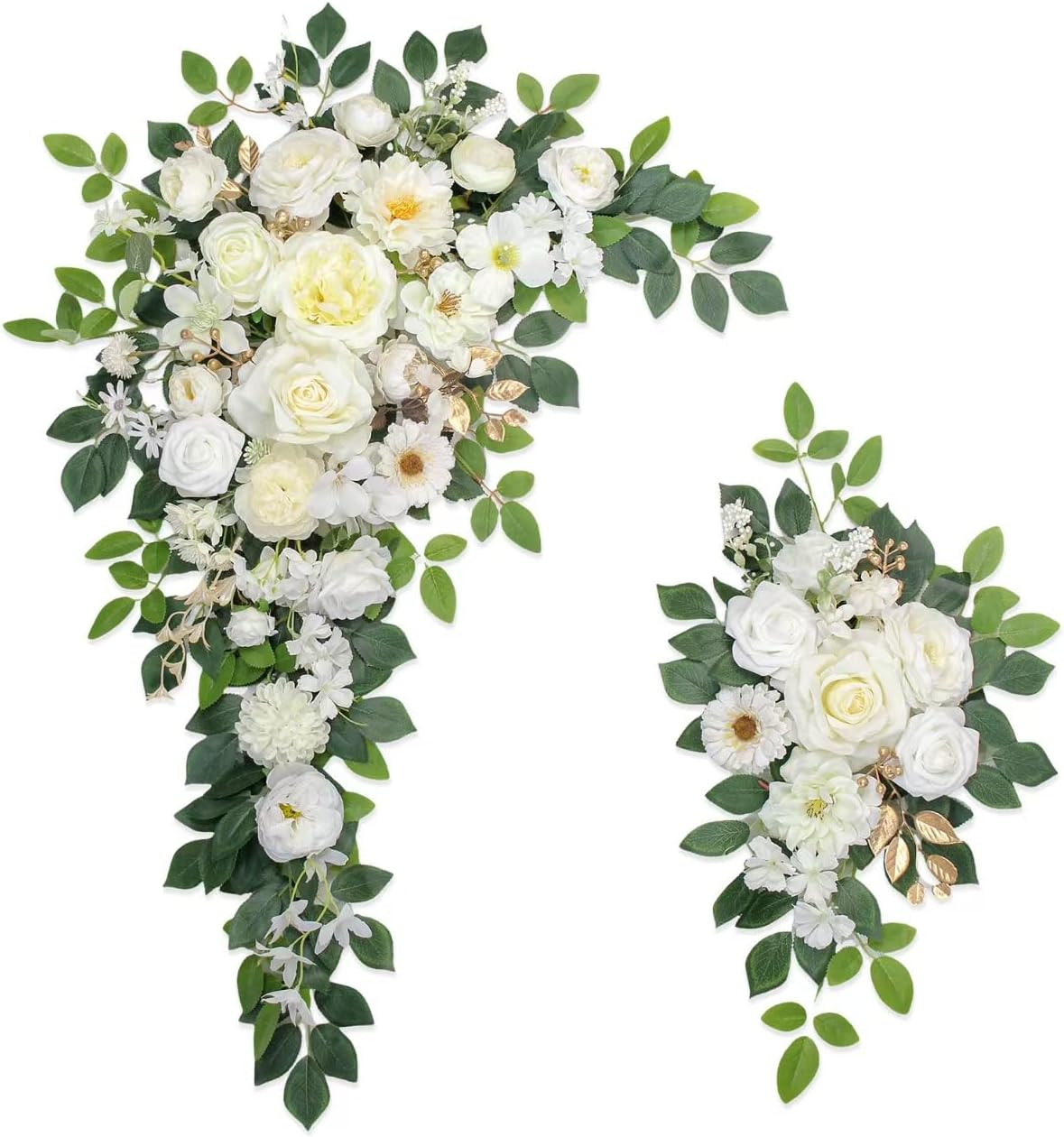 Elegant White Artificial Flower Arch Decor for Weddings – 2Pcs Set