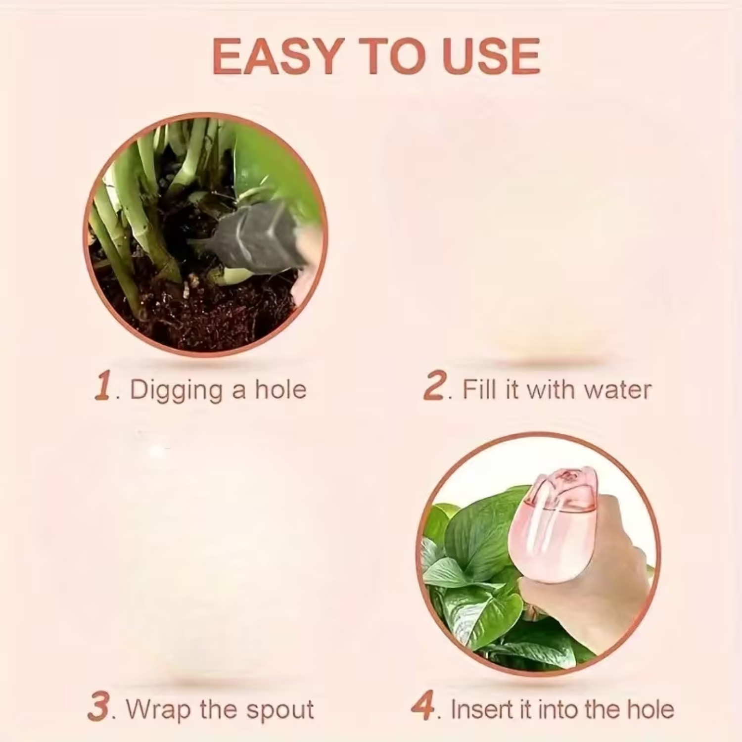 4pcs Pink Tulip Plant Watering Balls, new design slow release watering tool