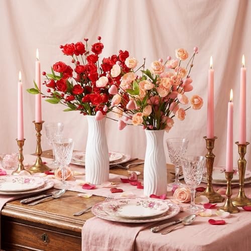 12 Pcs Valentines Day Decoration Rose Floral Picks 16 Inch Red Pink Heart