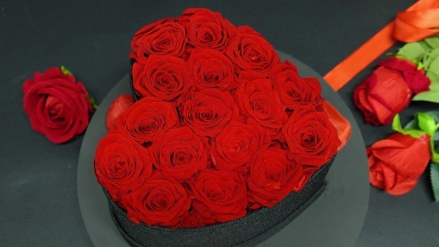 27 Fresh Preserved Roses in Heart Box – Eternal Real Flowers for Her, Anniversar
