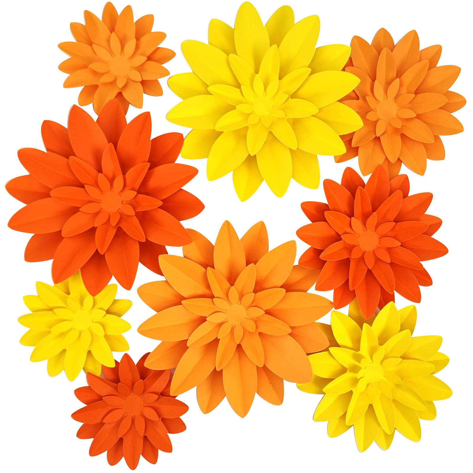 9 PCS Orange Paper Flowers Fall Thanksgiving Wall Backdrop Wedding Decor