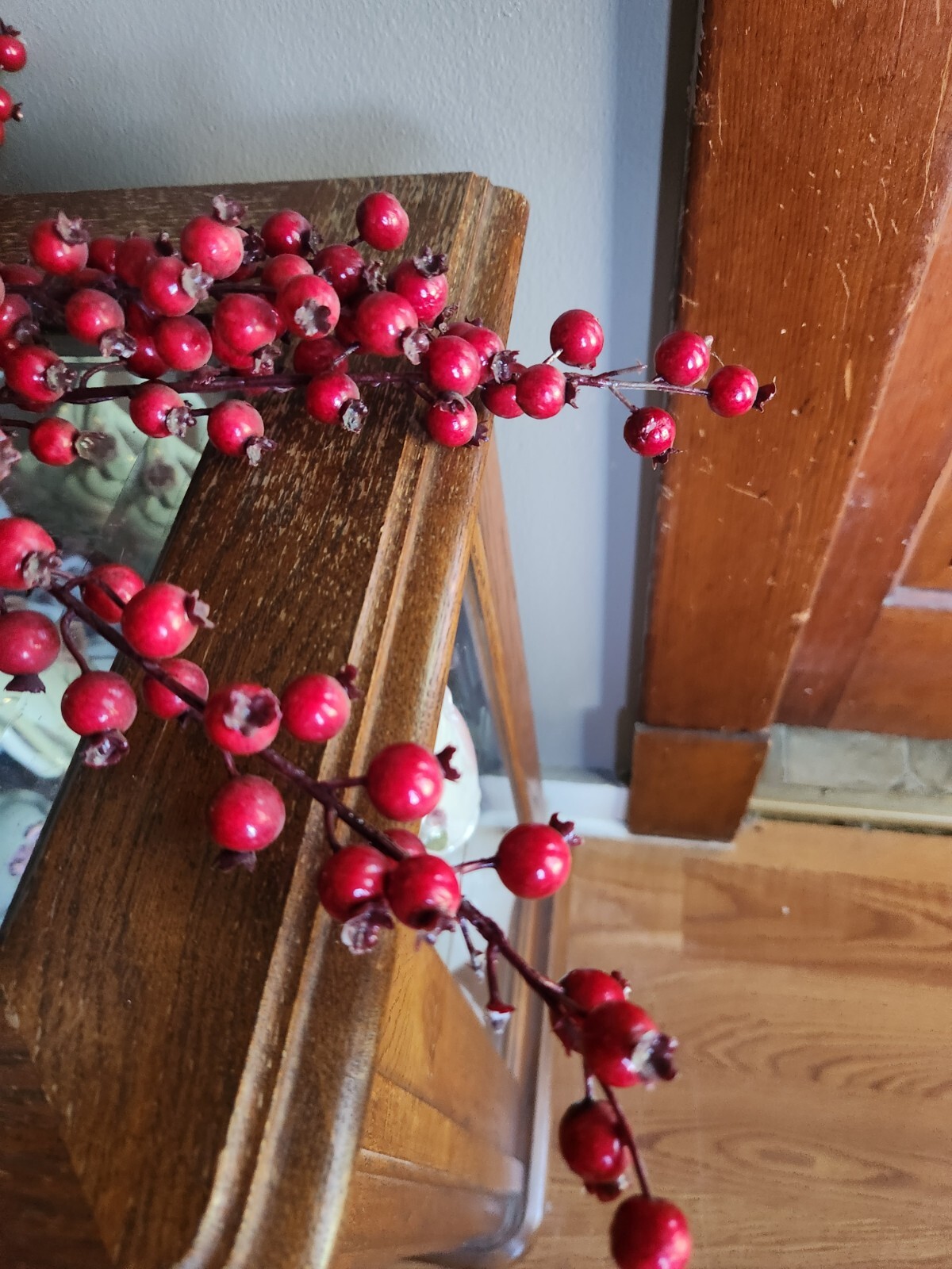 Artificial Red Berry Stem Faux Holiday Christmas Floral Branch Decor