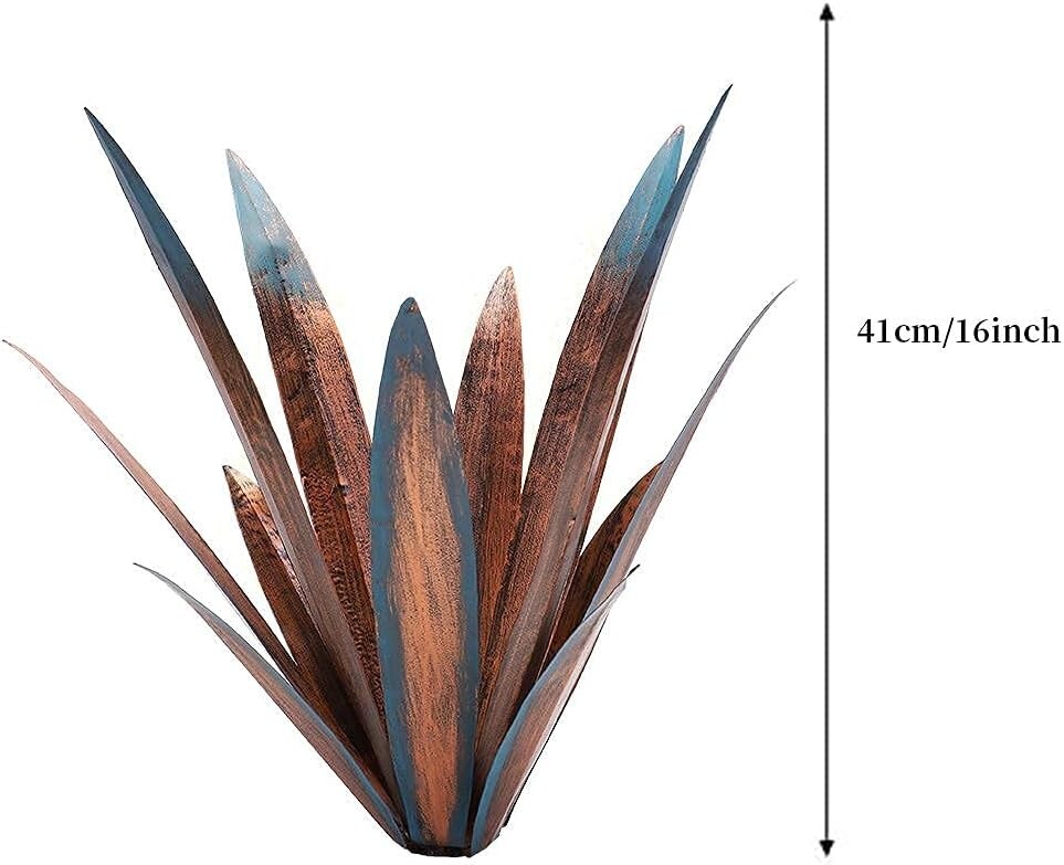Hand-Painted 2pcs Metal Agave Plant Sculptures – DIY Rustic Home Yard Decor