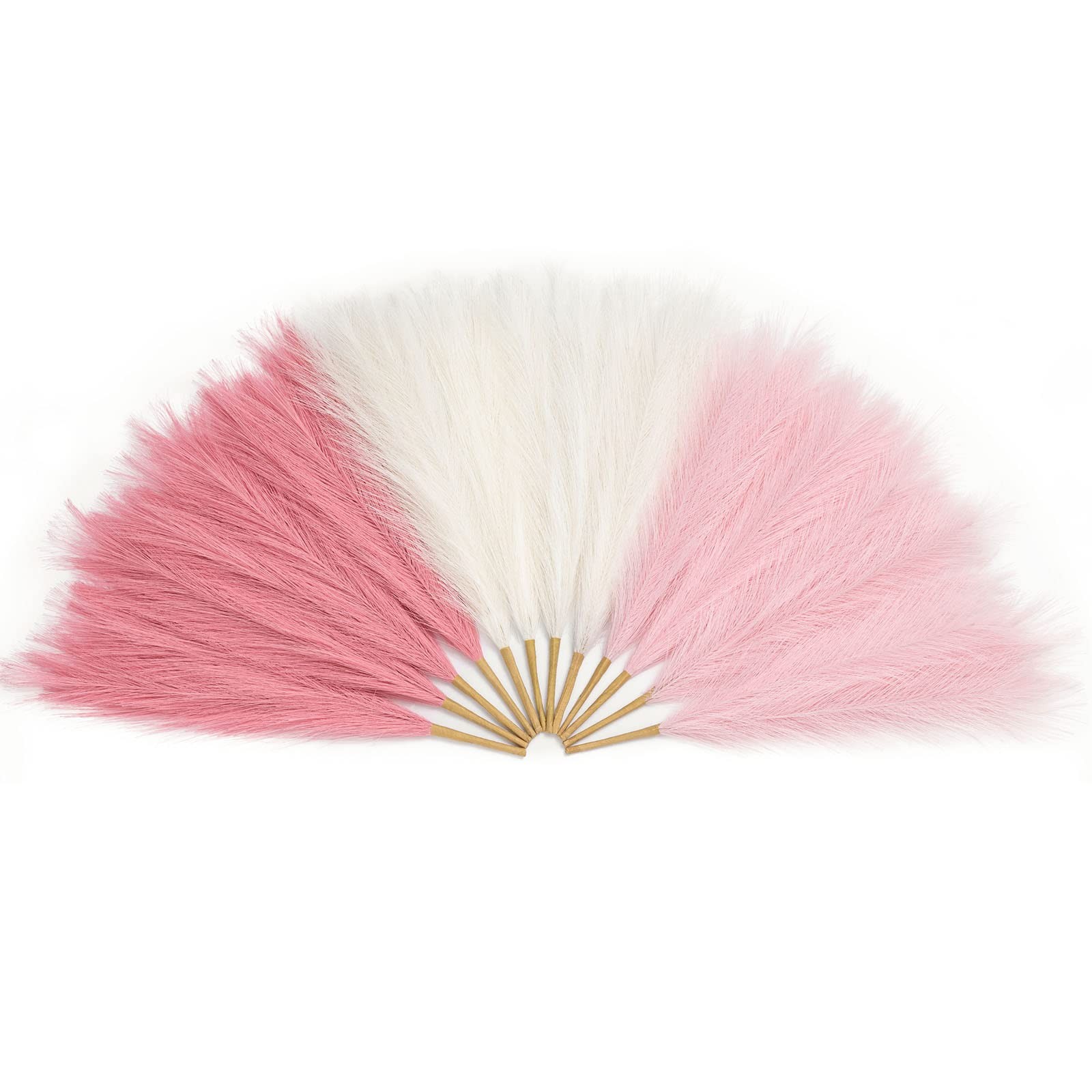 12pcs Pink Pampas Grass 17.7 Inch Faux Pampas Grass Decor Artificial Pampas Gras