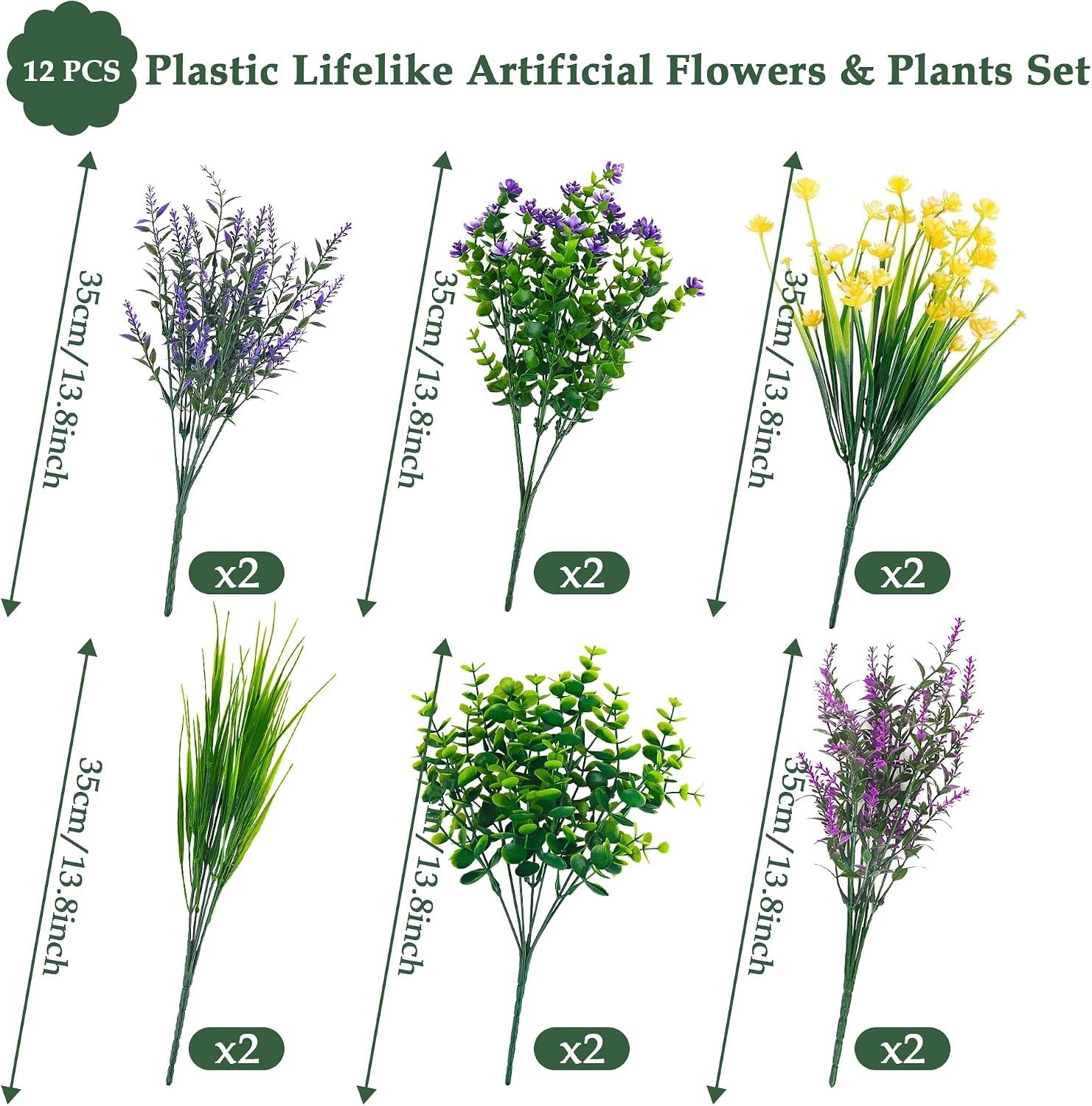 12 Bundles of UV Resistant Artificial Flowers – Lifelike Decor for Home & Garden