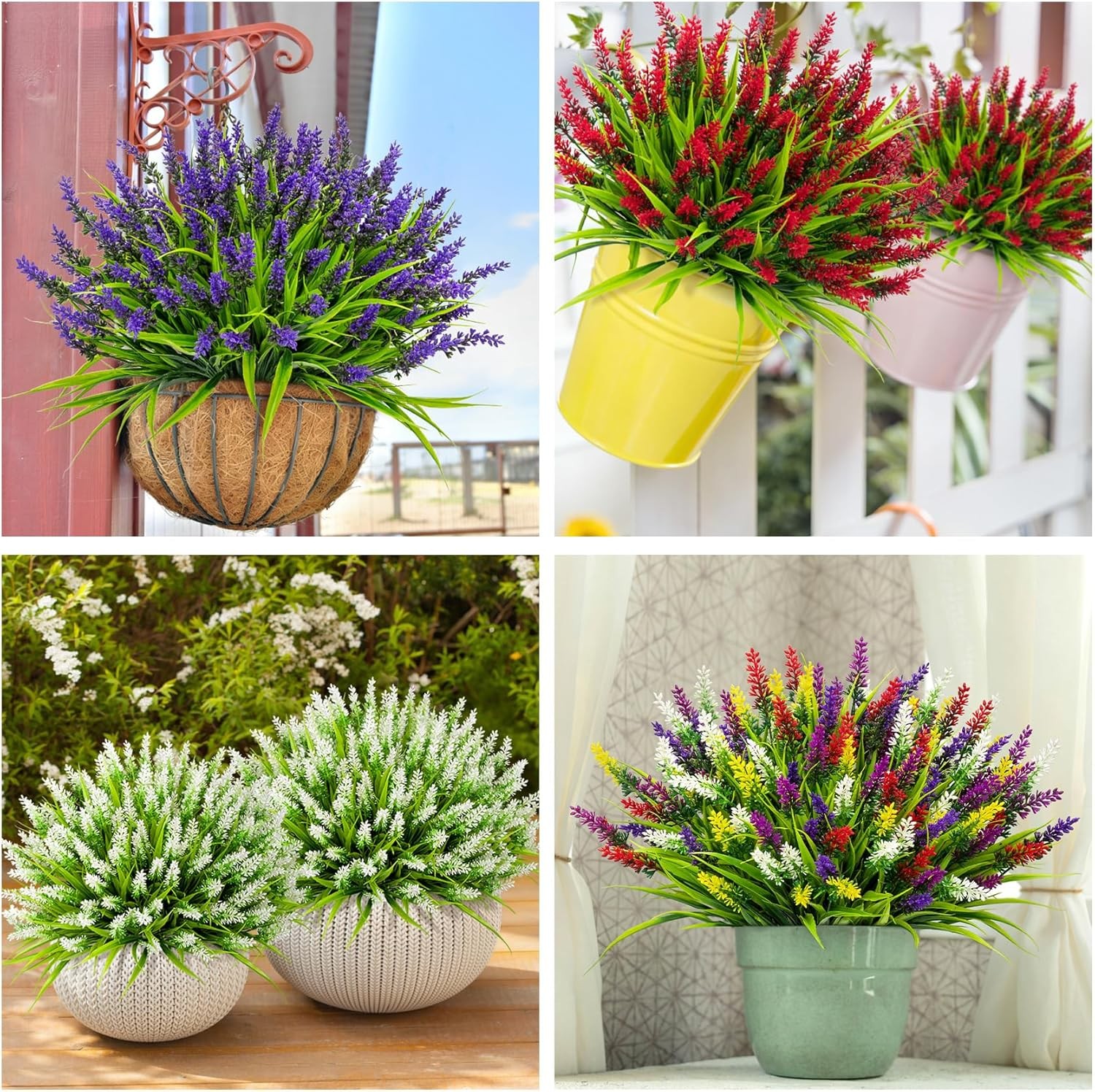 24 Bundles Artificial Flowers for Outdoors Fake Lavender, Mixed | UV resistant,