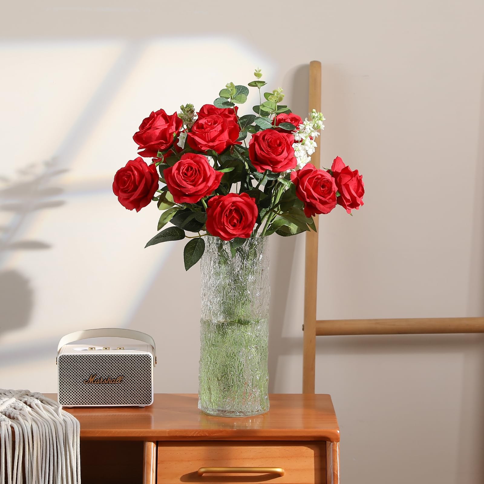 Hawesome 12PCS Artificial Silk Flowers Realistic Roses Bouquet Long Stem for Hom