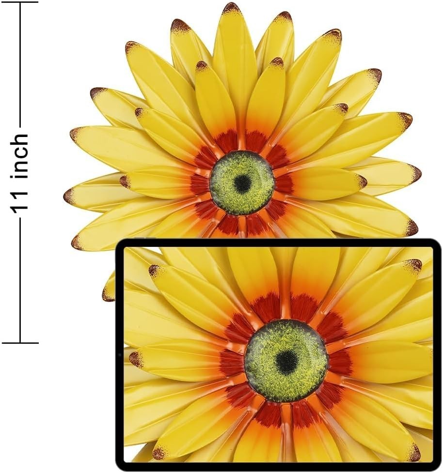 Sunflower Decor 11″ Metal Flower Wall Decor for Indoor Outdoor, Sunflower Kitche