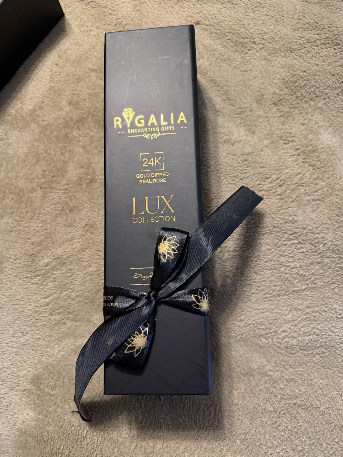 RYGALIA 24K Gold Dipped Fresh Rose Flower Stem, Lux Collection Gift Box