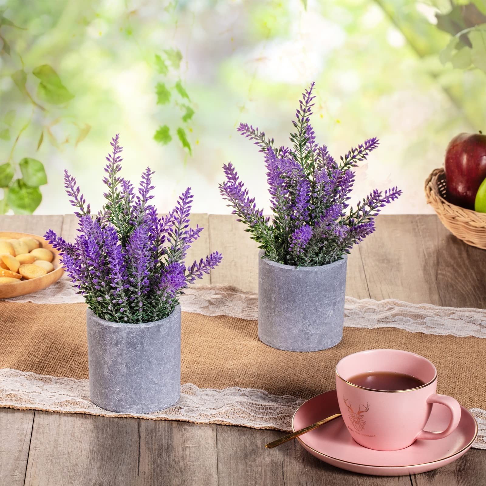 CADNLY Artificial Lavender Plant in Pots Faux Lavender Flowers Decor Fake