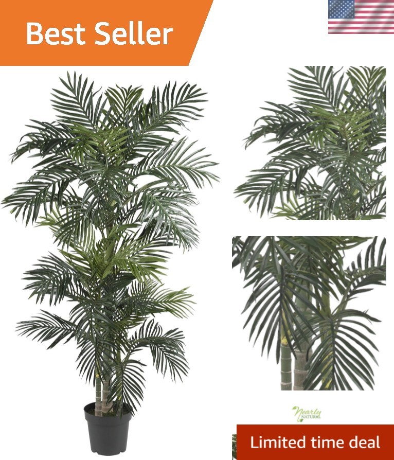 Stunning 6.5ft Indoor Golden Cane Palm with Flexible Fronds & Textured Trunks
