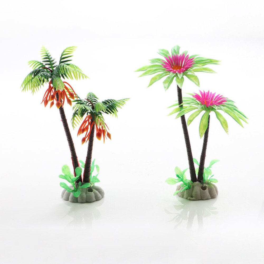 6PCS Plastic Water Plants Creative palm tree model Decorative Small