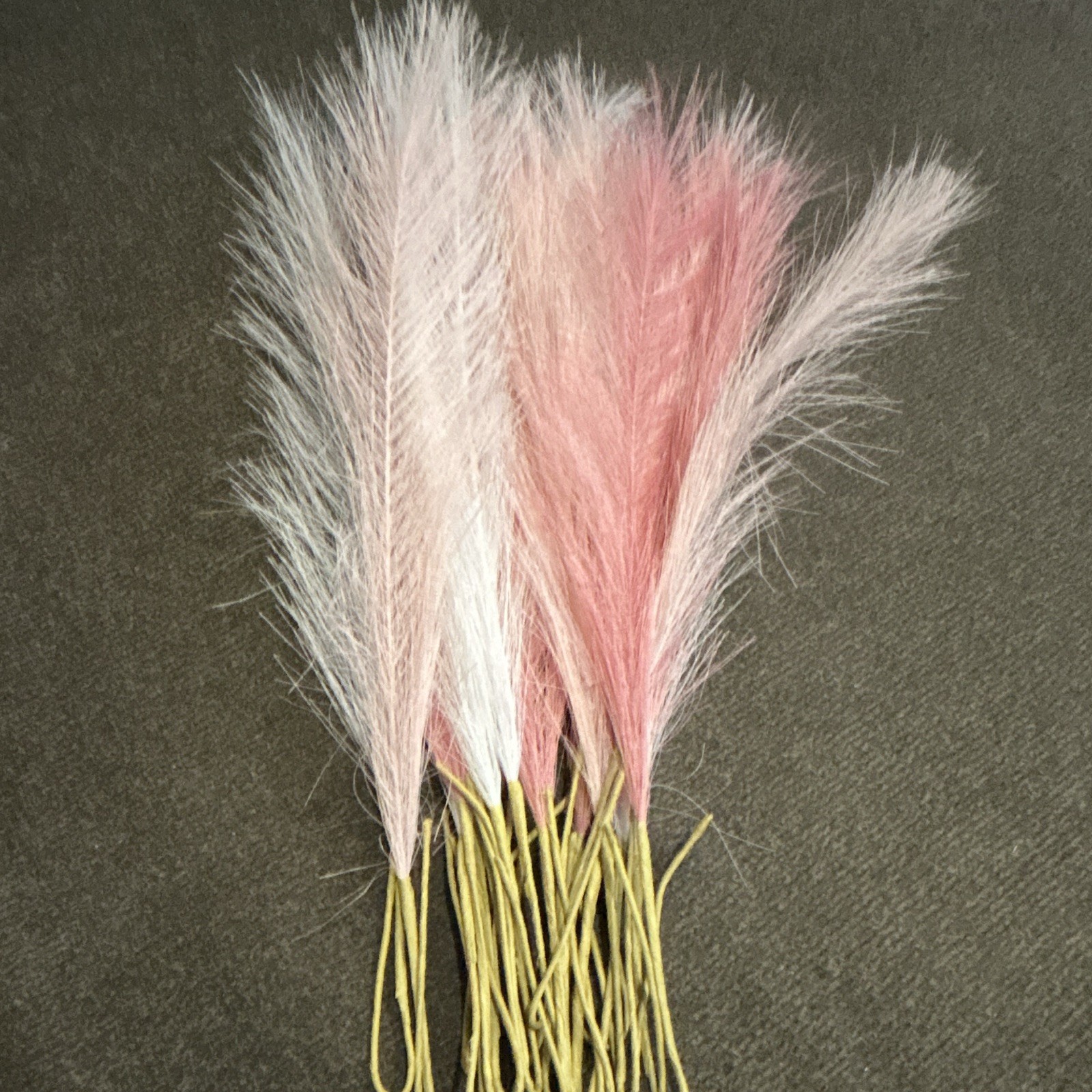 Artificial Pink and White Pampas Grass Stems Polyester Floral Decor