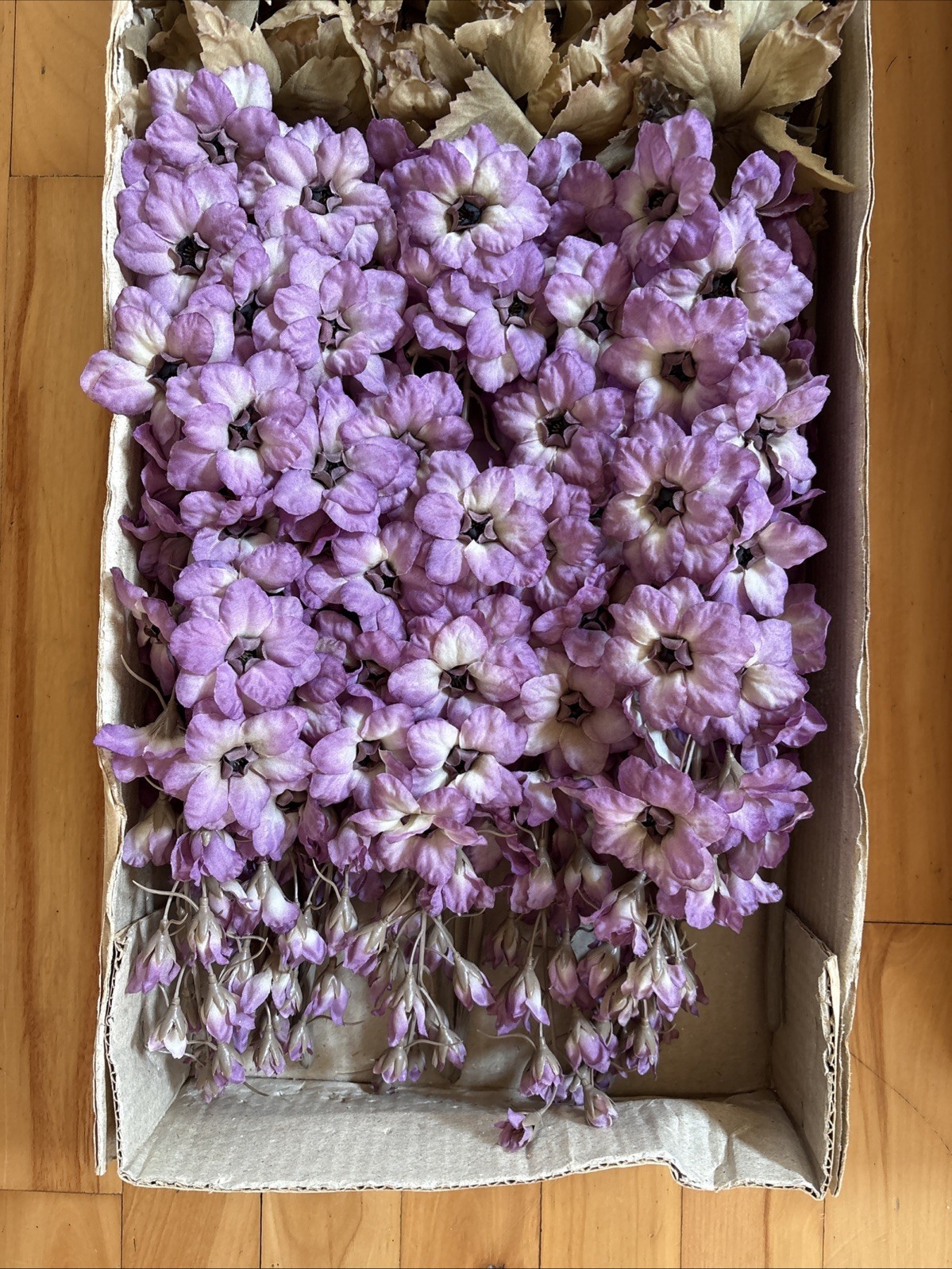 Vintage Plastic Large Purple Larkspur Flower Stems – Case of 12 – New Old Stock