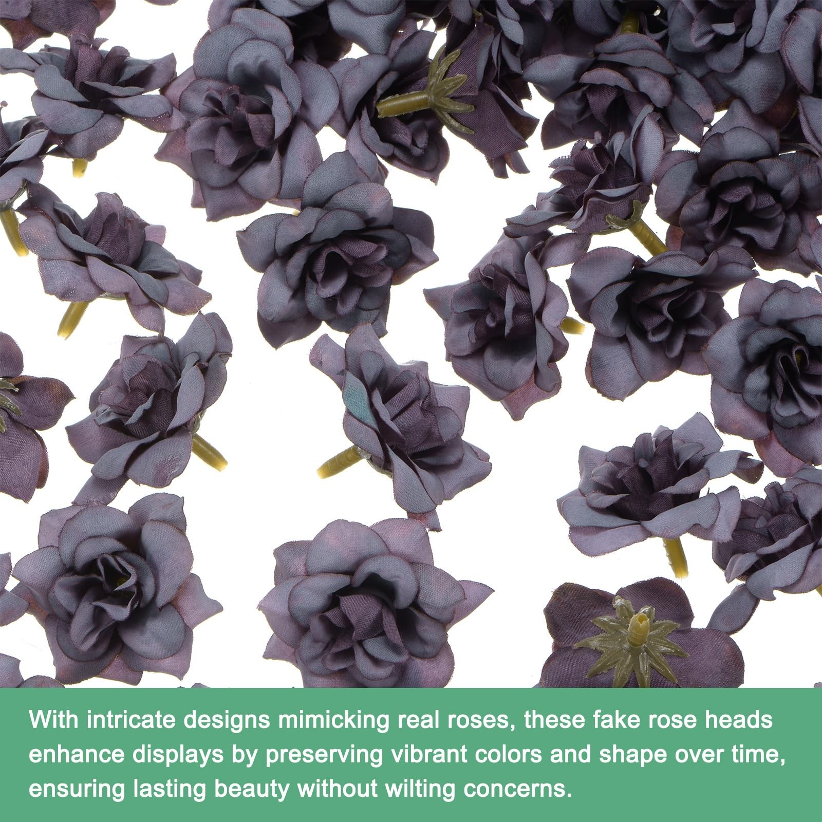 50 PCS Artificial Silk Faux Rose Heads Wedding Bouquet DIY Crafts Bloom Gray