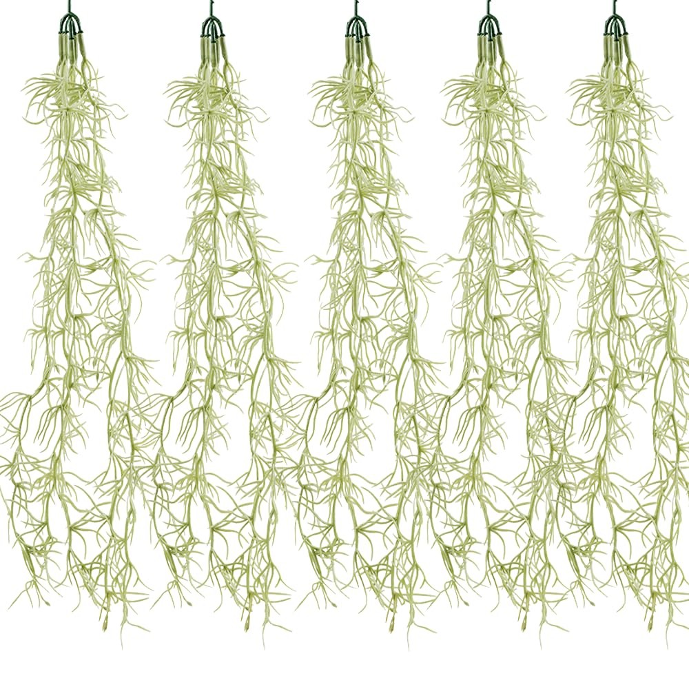 5 Pack Spanish Moss Faux Greenery Moss Fake Vines Moss Hanging Plants for Pot…